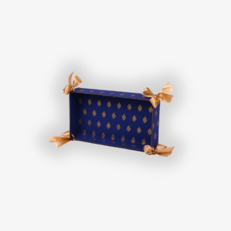 Blue tray with gold leaves – Pack of 5 <br><p style="font-size:15px;">(26 cm X 14.5 cm, H 5 cm)</p>