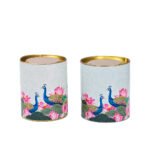 Cannister with Peacock Design <br> Pack of 10<br><p style="font-size:15px;">(9 cm D 11 cm H)</p>