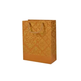 Gold Printed Bag – Small <br> Pack of 10 <br><p style="font-size:15px;">(7 X 9 inch W 3 inch)</p>