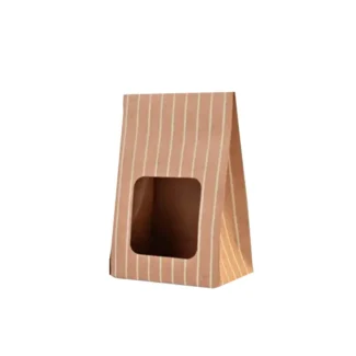 Kraft Pouch Thin Line Print <br> Pack of 10 <br><p style="font-size:15px;">(10.5 cm X 6 cm X 15.5 cm H)</p>