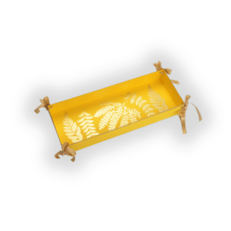 Rectangle Yellow Gold Printed Tray – Pack of 5 <br><p style="font-size:15px;">(36 X 14 cm, H 5 cm)</p>