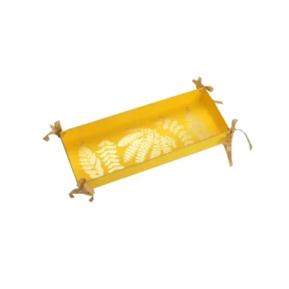 Rectangle Yellow Gold Printed Tray <br>Pack of 5 <p style="font-size:15px;">(36 X 14 cm, H 5 cm)</p>