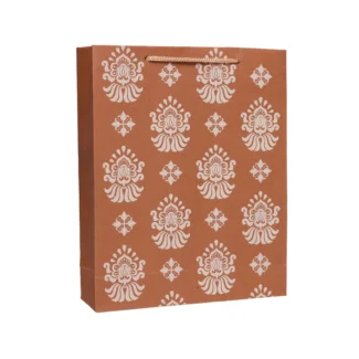 Kraft Bag with Motif<br>Pack of 10 <br><p style="font-size:15px;">(10in Lx  3.5in Wx  12.5in Ht)</p>
